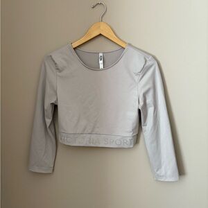 Victoria's Secret Light Gray Long Sleeve workout crop top Size S